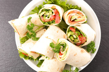 burrito, wrap, sandwich