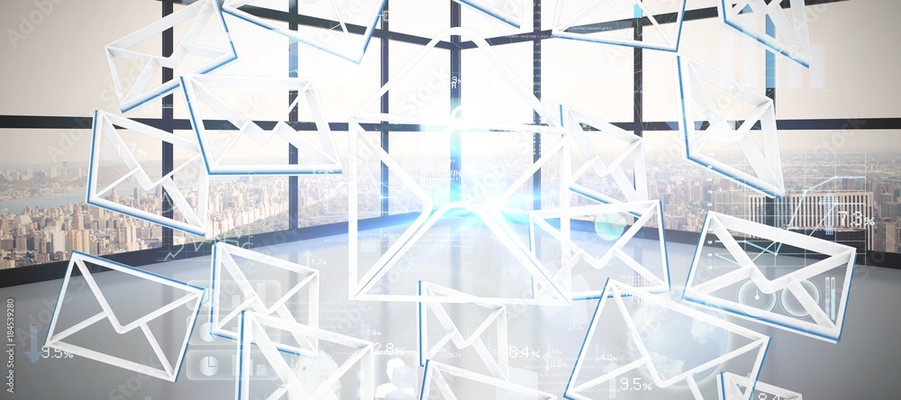 Poster composite image of digitally generated image of 3d solar panel