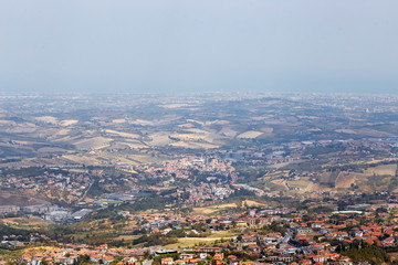 San Marino, San Marino - 10 August 2017: Panoramic view of the local surroundings.