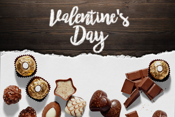 Fondo con chocolates para el día de San Valentín - 184541241