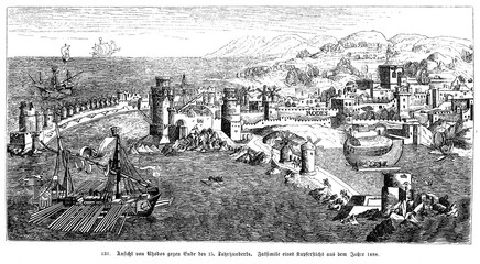 Rhodes in the early 15th century (from Spamers Illustrierte Weltgeschichte, 1894, 5[1], 289