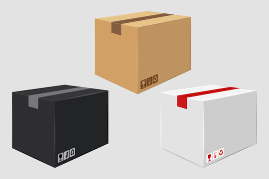 Cardboard Close Box. Side View. Package Design
