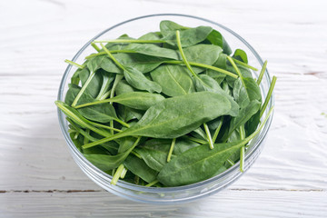 fresh green baby spinach