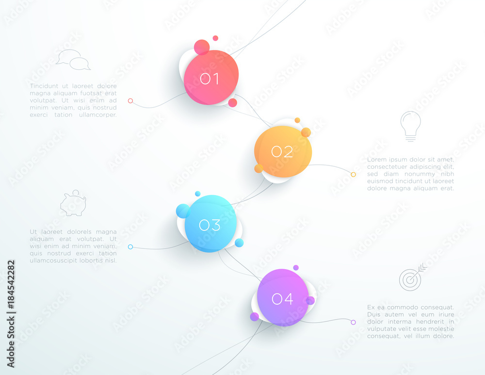 Poster vector abstract 3d number 1 to 4 step infographic page layout