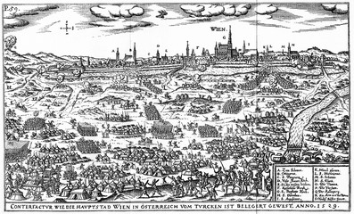 Siege of Vienna in 1529 by the Ottoman Empire (from Spamers Illustrierte Weltgeschichte, 1894, 5[1], 296/297)