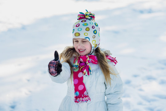 Happy little girl winter outdoor