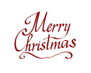 Merry christmas text vector on white background. Lettering for invitation, wedding and greeting card, prints and posters. Hand drawn inscription