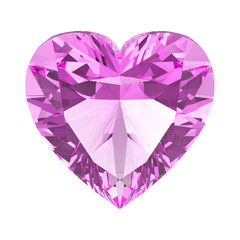 Naklejka na ściany i meble 3D illustration isolated pink diamond heart stone