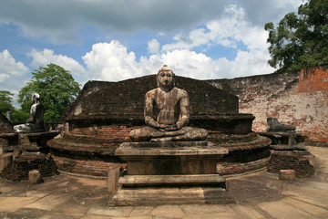 Sitting Buddha Statue In Vatadage, Ancient City Of Polonnaruwa, Sri Lanka