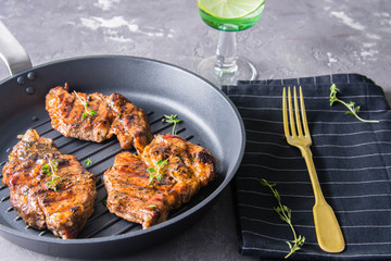 Grilled meat with thyme.