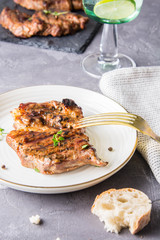 Grilled meat with thyme.