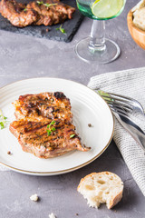 Grilled meat with thyme.