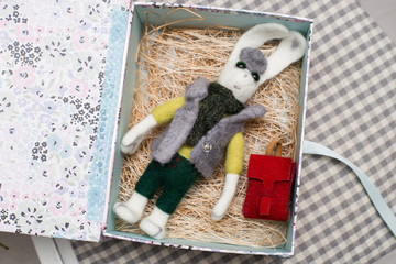 Felted rabbit as a gift