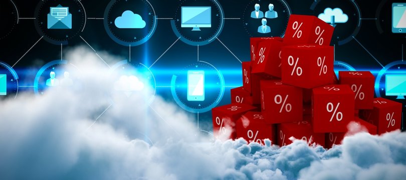 Composite image of digitally generated image of storm clouds 