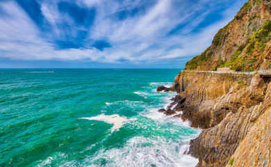 Cinque Terre, Italy. Coastline view in spring season