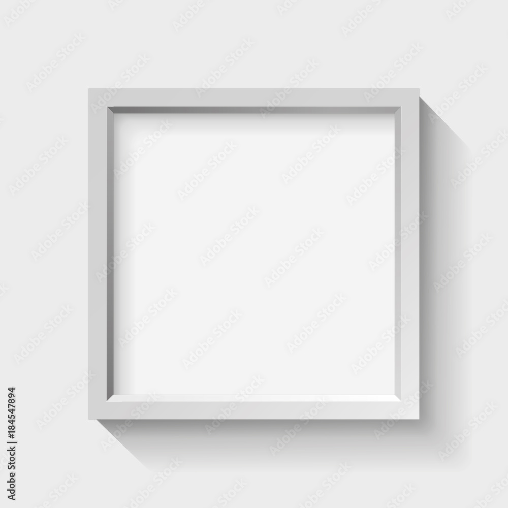 Poster realistic empty frame on light background, border for your creative project, vector design object