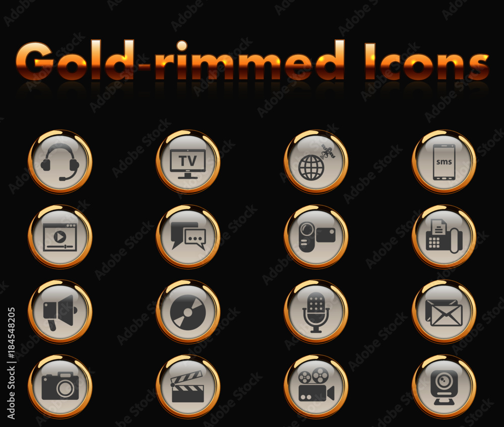 Wall mural media gold-rimmed icons for your creative ideas