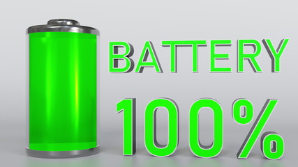 Fully charged battery indicator, 3D rendering