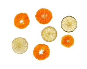 Dried citrus on white background