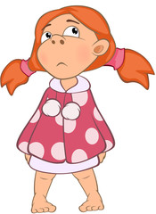 Illustration of a Cute Little Girl. Cartoon Character