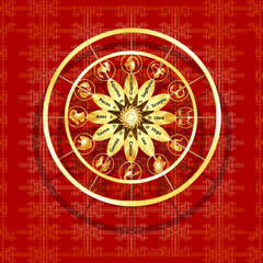 Zodiac signs on a textured red background