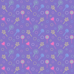 Seamless pattern of candies on sticks