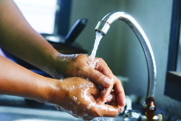 Washing Hands. Cleaning Hands. Hygiene With Motion Blur Effect