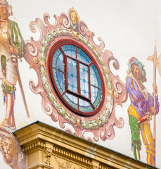 Peles castle, Sinaia, Romania. Exterior painted walls detail