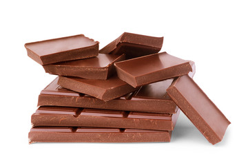 chocolate bars on white background