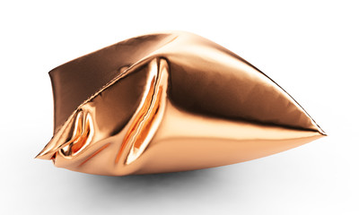 Golden pillow isolated on white background 3d render