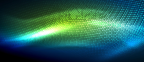 Obraz premium Glowing abstract wave on dark, shiny motion