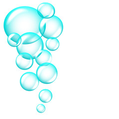 Set of clean water, soap, gas or air bubbles. Banner, poster or any design element. Realistic vector illustration. Soap bubbles