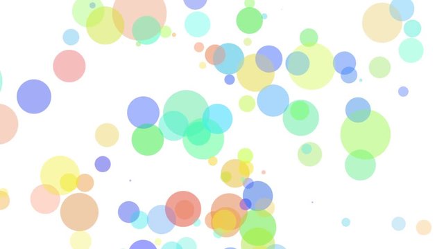 Colorful bubbles floating up in abstract light background animation. Animated backdrop with moving elements.