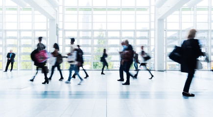 blurred people at Frankfurt trade fair