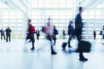 blurred people at Frankfurt trade fair