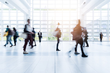 blurred people at Frankfurt trade fair