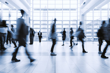 blurred people at Frankfurt trade fair