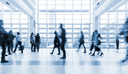 blurred people at Frankfurt trade fair