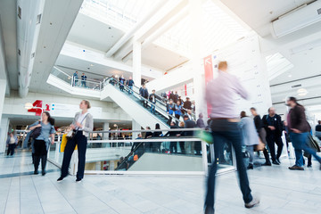blurred people at Frankfurt trade fair