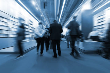 blurred people at Frankfurt trade fair