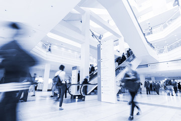 blurred people at Frankfurt trade fair