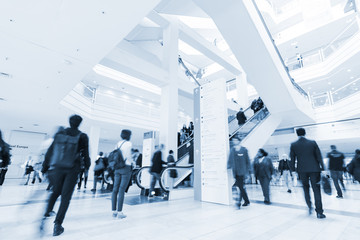 blurred people at Frankfurt trade fair