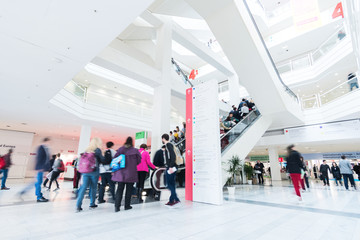 blurred people at Frankfurt trade fair