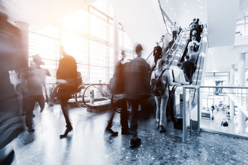 blurred people at Frankfurt trade fair