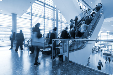 blurred people at Frankfurt trade fair