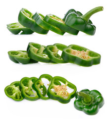 pepper sweet green sliced isolated on a white background