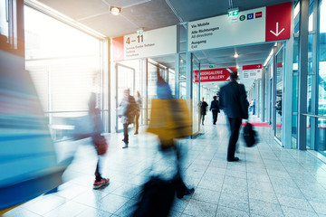 blurred people at Frankfurt trade fair