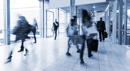 blurred people at Frankfurt trade fair