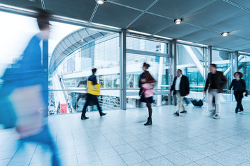 blurred people at Frankfurt trade fair