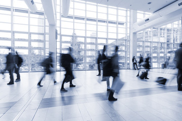 blurred people at Frankfurt trade fair